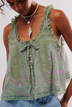 Load image into Gallery viewer, Sleeveless Tank Tops for Women Blouses Summer Boho Beach Wear 100%Cotton Splicing Lace Shirts Loose Casual Ladies Blusas Camis
