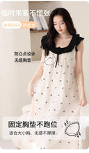 Load image into Gallery viewer, Newest Women Nightdress Female 100% Cotton Nightwear Floral Short Sleeve Sleepdress With Chest Pad
