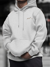 Load image into Gallery viewer, Stylish mountain-inspired minimalist print Men's long-sleeve hoodie, perfect for outdoor activities, suitable for autumn wear
