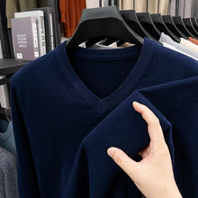 Load image into Gallery viewer, New Sweatwear Men's V Neck Basic Solid Color Sweaters Round Neck Elastic Pullovers Warm Autumn Knitted Oversized Sweater Men
