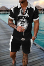 Load image into Gallery viewer, Summer Men's Tracksuit Short Sleeve Polo Shirt Set Fashion Luxury Chain Print Clothing 2 Pieces Casual Suit Streetwear Outfit
