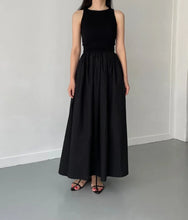 Load image into Gallery viewer, Female Fashion Style Dress New Summer Simple Elegant Black Long Dresses For Women Round Neck Sleeveless High Waist Temperament
