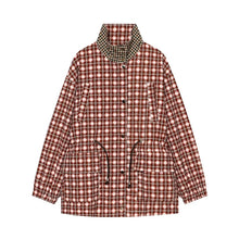 Load image into Gallery viewer, Women's Coat 2026 New Autumn Gray Plaid Long Sleeve Loose Drawstring Decorative Coat Casual Fashion Personal Ladies Outerwear
