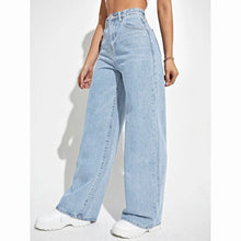 Load image into Gallery viewer, Fashion retro blue jeans women y2k High street baggy straight pants High waisted all-in-one slim pants
