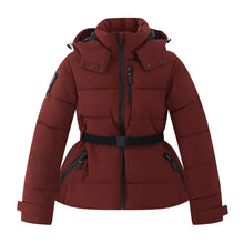 Load image into Gallery viewer, Women's Winter Hooded High Waist Padded Sport Parkas Coats with Belt Female Elegant Thick Warm Pockets Windproof Skiing Jackets
