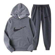 Load image into Gallery viewer, Men Tracksuit 2 Pieces Sets Hooded Sweatshirt +Drawstring Pants Male Hoodies Running Sportswear Men Women Autumn Sportwear
