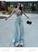 Load image into Gallery viewer, High Waisted Wide Leg Jeans Women Cotton Retro Denim Y2k Loose Fashion Design Sense Pant Streetwear Baggy Straight Trouser Woman
