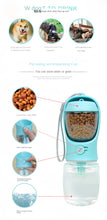 Load image into Gallery viewer, Portable Dog Cat Water Bottle with Storage Food and Water Container for Puppy Pets Dogs Feeder Bowl Outdoor Travel Pet Supplies
