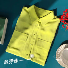 Load image into Gallery viewer, Women Real Silk Shirts Classic Double Pockets Solid Color Casual Fashion Long Sleeve Thin Shirt Blouses Tees
