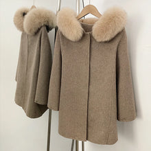 Load image into Gallery viewer, Hooded Fur Trim Wool Coat
