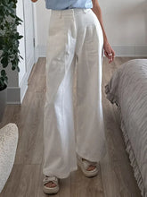 Load image into Gallery viewer, Summer White Pants For Women Cotton Formal High Waist Wide Leg Trousers Ladies Elegant Summer Women's Pants Straight Leg Office

