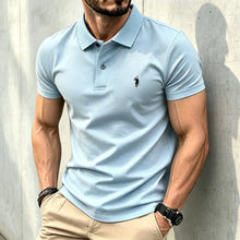 Load image into Gallery viewer, Men Solid Color Polo Shirt Regular Fit Business Casual Short Sleeve Tops With Small Horse Embroidery Chest Print men shirts
