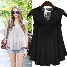 Load image into Gallery viewer, Summer tops for women  Fashion Lace Chiffon blouse V-Neck Loose Casual Chiffon Shirt
