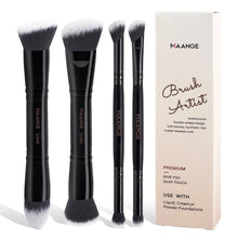 Load image into Gallery viewer, MAANGE 4pcs Basic Makeup Brushes Set With Box Dual-ended Foundations Powder Blush Details for Eyeshadow Brushes Beginner Travel
