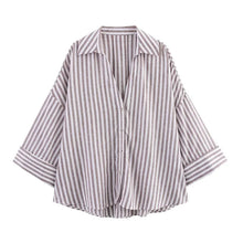 Load image into Gallery viewer, Striped Oversize Summer Shirt Women
