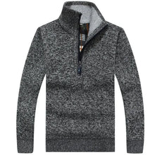 Load image into Gallery viewer, Men's Fleece Thicker Sweater Half Zipper Turtleneck Warm Pullover High Quality Male Slim Knitted Wool Sweaters For Spring
