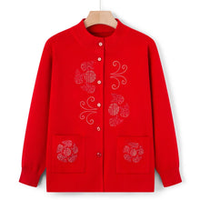 Load image into Gallery viewer, Women Winter Coats Vintage Printed Knitted Cardigan Sweater Female Jacket Spring Autumn Outerwears Top Wool Knitwear Coat
