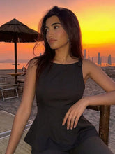 Load image into Gallery viewer, Summer Women Vintage Black Cropped Tops Bow Slim O Neck Sleeveless Off Shoulder Tank Tops Trend Female Casual Chic Vest Top
