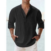 Load image into Gallery viewer, New Cotton Linen Shirts for Men Casual Shirts Lightweight Long Sleeve Henley Beach Shirts Hawaiian T Shirts for Men Streetwear
