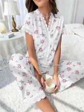 Load image into Gallery viewer, Cherry Lace Trim Pajama Set
