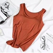 Load image into Gallery viewer, Women's Vest Tops With Built In Padded Bra Vest Slim Fit Tank Tops Sexy Shirts Feminino Casual Underlay Slimming Lingerie Top
