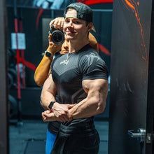Load image into Gallery viewer, GYM Sports T-shirt Men's Tight Fitness Suit High Elasticity Quick-drying American Tight Fashion Muscle Leg Training Short Sleeve
