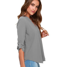 Load image into Gallery viewer, Women Tops Blouses Long Sleeve  V-Neck Chiffon Blouse office work Shirt
