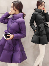 Load image into Gallery viewer, 2023 New Fashion Winter Coats Women Warm Outerwea Cotton Padded Jackets Womens Clothing Belt Zipper Parkas Femme A-word Jacket
