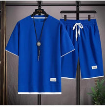 Load image into Gallery viewer, Trendy Suits for men Men's Summer Shorts Set Gym Outfit Student Short Sleeve Tee 2 Piece Set Tracksuits Men Casual Men Clothing
