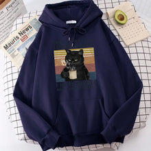Load image into Gallery viewer, Men's fashion hoodie, high-quality cat drinking coffee print hoodie, fashionable casual hoodie, Harajuku hoodie
