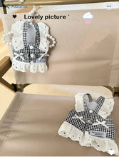 Load image into Gallery viewer, Pet Dog Clothes Lace Skirt Pastoral Style Black Plaid  Harness Puppy Dresses Universal Harness Tractionable Retro Princess Dress
