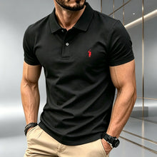 Load image into Gallery viewer, Men Solid Color Polo Shirt Regular Fit Business Casual Short Sleeve Tops With Small Horse Embroidery Chest Print
