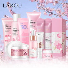 Load image into Gallery viewer, 9pcs Facial Products Kit Sakura Skin Care Set Facial Cleanser Face Cream Sunscreen Facial Mask Eye Cream Korean Skincare Product
