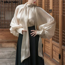 Load image into Gallery viewer, Elegant Chiffon Lantern Sleeve Blouse
