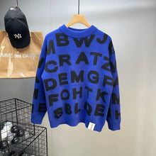 Load image into Gallery viewer, Sweater Men's Clothing Winter Full-print Letter Jacquard Loose Thickened Design Round Neck Top Trendy American Style Sweater
