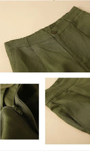 Load image into Gallery viewer, Women's Shorts Cotton Linen High Waisted Short Pants Casual Loose Solid Purple Button Summer Shorts for Women
