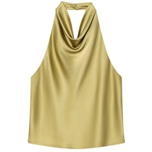 Load image into Gallery viewer, HXAO Top Women Halter Satin Women Tops Backless Corset Top Vest Yellow Pink Black Summer Elegant Sexy Tops Tank Vestidos
