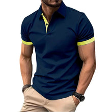 Load image into Gallery viewer, Men's Polo Shirt Short Sleeve Casual Slim Fit Color Blocking T-shirts England Style Streetwear Polos for Men's Fashion
