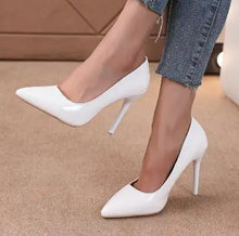 Load image into Gallery viewer, White Pointed Toe High Heels Sexy Red Sole Party Prom Girl Pumps Minimalist Shallow Mouth Work Single Shoes
