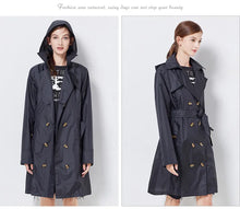 Load image into Gallery viewer, Fashion Women Thin Raincoat Poncho Ladies Waterproof Long Slim Raincoats Adults Outdoor Hiking  Windproof Rain Coat With Belt
