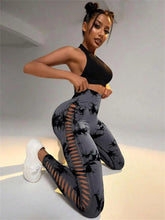 Load image into Gallery viewer, Women's Sporty Tie-Dyed Side-Cut Yoga Pants, Fashionable High-Waisted Hip-Lifting Sports Pants, Seamless Stretch Tight Pants
