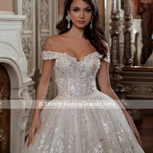 Load image into Gallery viewer, Elegant Ball Gown Off Shoulder Wedding Dress For Women 2026 Princess Bride Sexy Sweetheart Beaded Appliques Lace Up Bridal Gowns
