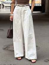 Load image into Gallery viewer, Summer White Pants For Women Cotton Formal High Waist Wide Leg Trousers Ladies Elegant Summer Women's Pants Straight Leg Office
