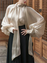 Load image into Gallery viewer, Elegant Chiffon Lantern Sleeve Blouse
