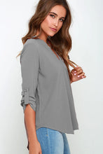 Load image into Gallery viewer, Women Tops Blouses Long Sleeve  V-Neck Chiffon Blouse office work Shirt
