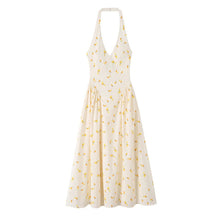 Load image into Gallery viewer, Women's Dress 2026 New Fashion Summer Hot Sale Printed Halter V-neck Satin Sexy Dating Women's Mid-Length Dress
