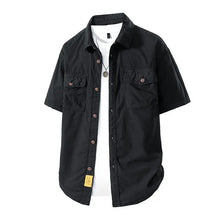 Load image into Gallery viewer, Workwear shirt for men summer loose and casual short-sleeved men American retro lapel coat trendy brand outdoor wear
