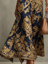 Load image into Gallery viewer, Elegant Party Evening 2026 Summer Long Dresses New Vintage Classic Pattern Flower Printed Lapel A-Line Dresses For Women
