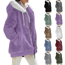 Load image into Gallery viewer, Autumn Winter Fashion Women's Coat New Casual Hooded Zipper Lady Clothes Cashmere Female Fleece Jacket Solid Color Ladies Coats
