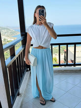 Load image into Gallery viewer, Irregular Skirt for Women Spring Summer New Elegant Street Style Skirt Women's Fashion Loose Ruched Draped Side Split Maxi Skirt
